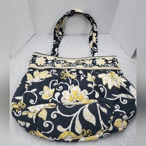 Vera Bradley Floral Black and Gold Women's Zipper Shoulder Bag
